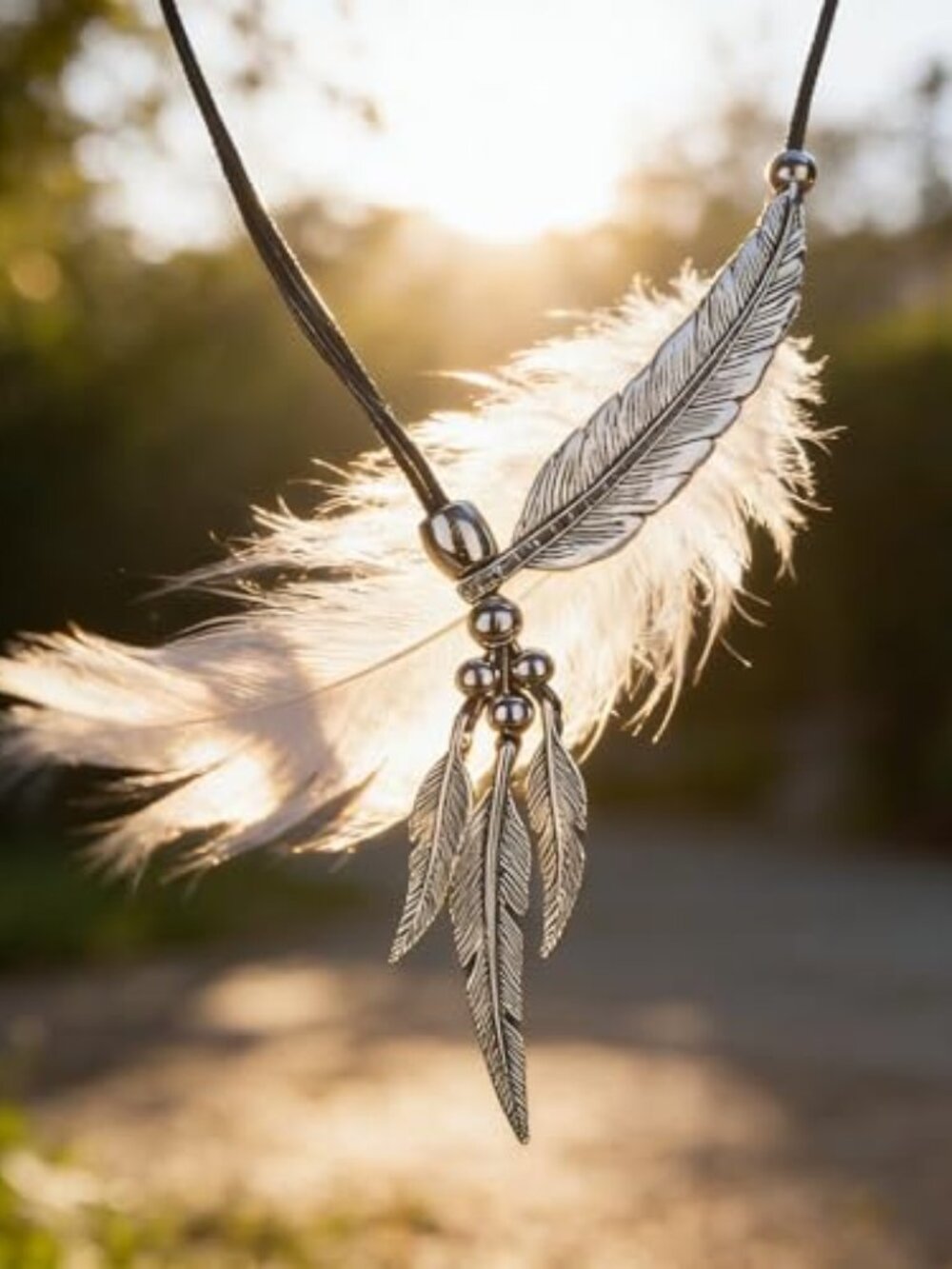 Women Fashion Antique Vintage Time Necklace Sweater Chain Pendant Feather‎